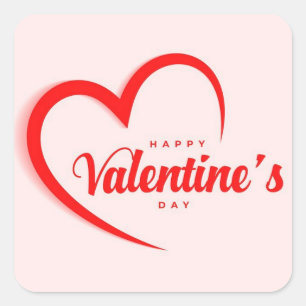 Pegatina Cuadrada Feliz Día de San Valentín Sticker