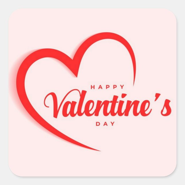 Pegatina Cuadrada Feliz Día de San Valentín Sticker (Anverso)