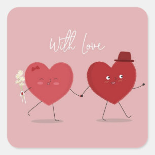 Pegatina Cuadrada Feliz Día de San Valentín Sticker