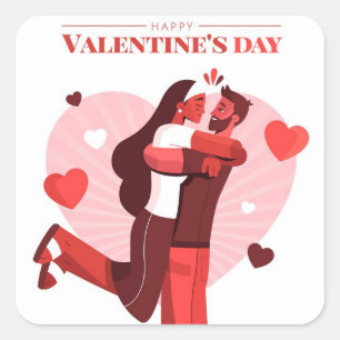 Pegatina Cuadrada Feliz Día de San Valentín Sticker