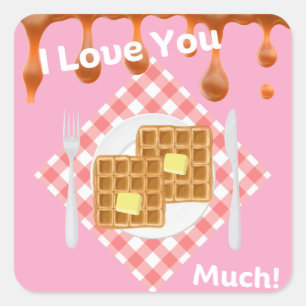 Pegatina Cuadrada Feliz Día de San Valentín te amo mucho