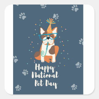 Pegatina Cuadrada feliz día del mascota nacional