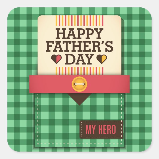 Pegatina Cuadrada Feliz Día del Padre (Anverso)