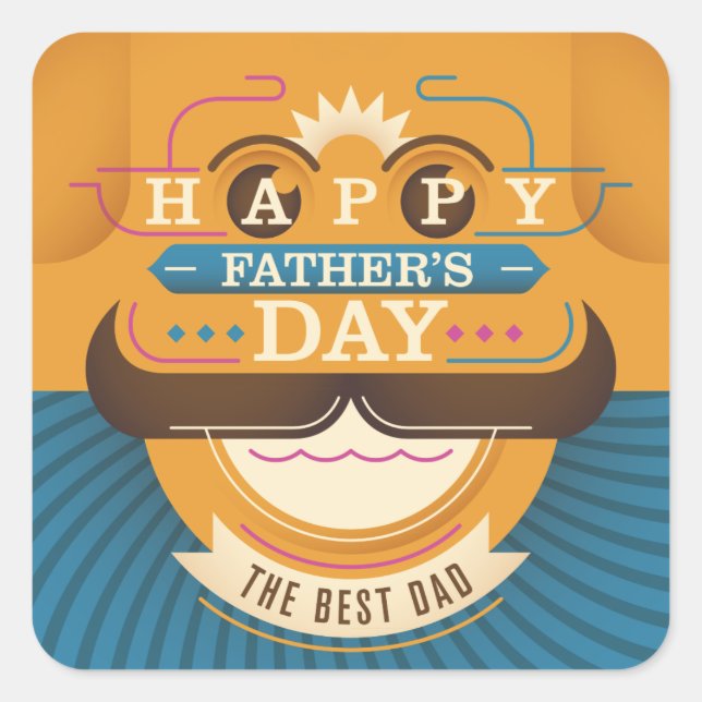 Pegatina Cuadrada Feliz Día del Padre (Anverso)