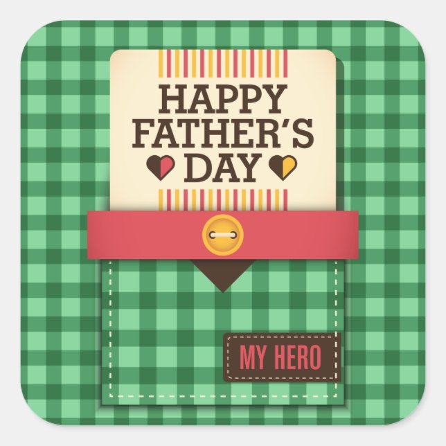 Pegatina Cuadrada Feliz Día del Padre (Anverso)