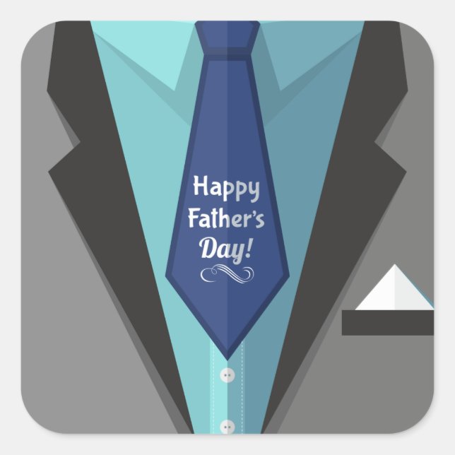 Pegatina Cuadrada Feliz Día del Padre (Anverso)