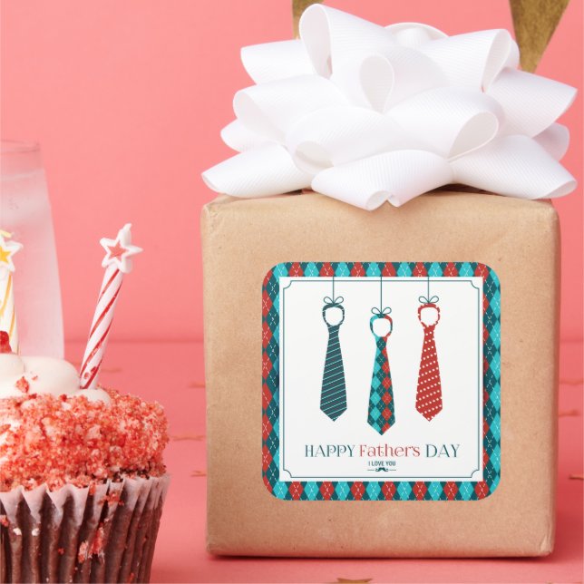 Pegatina Cuadrada Feliz Día del Padre (Fiesta)