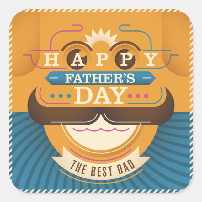 Pegatina Cuadrada Feliz Día del Padre (Anverso)