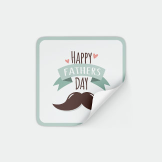 Pegatina Cuadrada Feliz día del padre - bigote