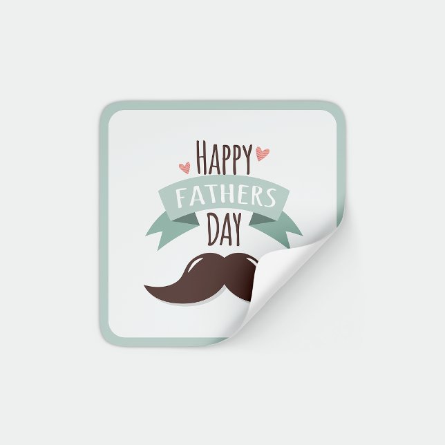 Pegatina Cuadrada Feliz día del padre - bigote (Subido por el creador)
