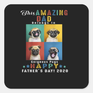 Pegatina Cuadrada Feliz Día del Padre, papá pertenece a hermosos cer