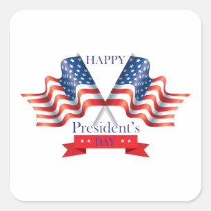 Pegatina Cuadrada Feliz Día del Presidente