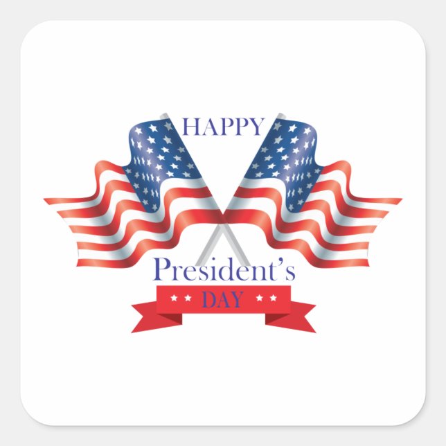 Pegatina Cuadrada Feliz Día del Presidente (Anverso)