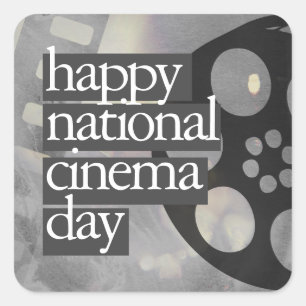 Pegatina Cuadrada feliz día nacional del cine