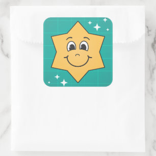 Pegatina Cuadrada Feliz diseño de navidad de personajes sonrientes d