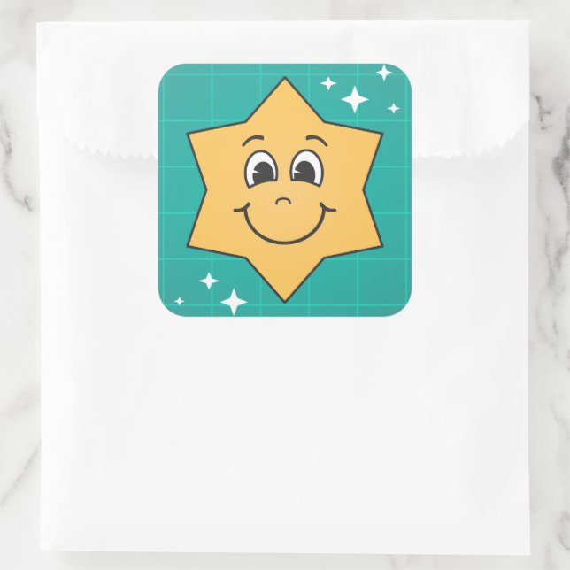 Pegatina Cuadrada Feliz diseño de navidad de personajes sonrientes d (Bolso)