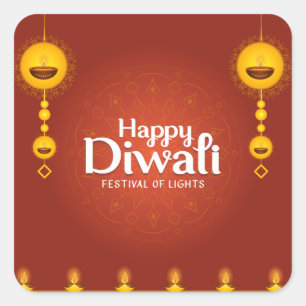 Pegatina Cuadrada Feliz Diwali