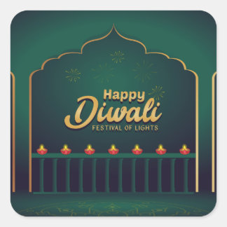 Pegatina Cuadrada Feliz Diwali