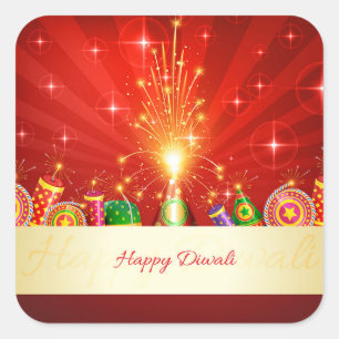 Pegatina Cuadrada Feliz Diwali Festival de la Luz