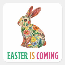 Pegatina Cuadrada Feliz Eggster - Huevo de Pascua