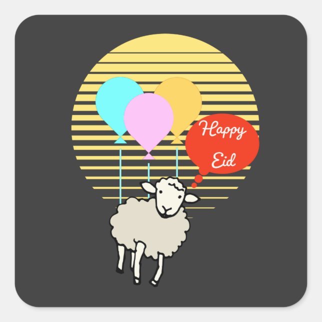 Pegatina Cuadrada Feliz Eid Al-Adha (Anverso)