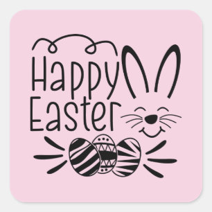 Pegatina Cuadrada Feliz feriado del conejito de Pascua