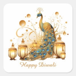 Pegatina Cuadrada Feliz Festival Diwali de Luz