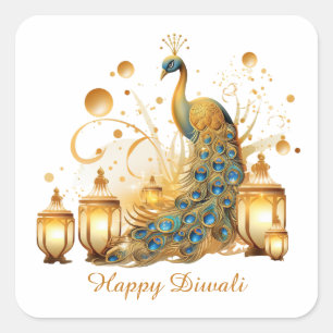 Pegatina Cuadrada Feliz Festival Diwali de Luz