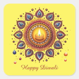 Pegatina Cuadrada Feliz Festival Diwali de Luz