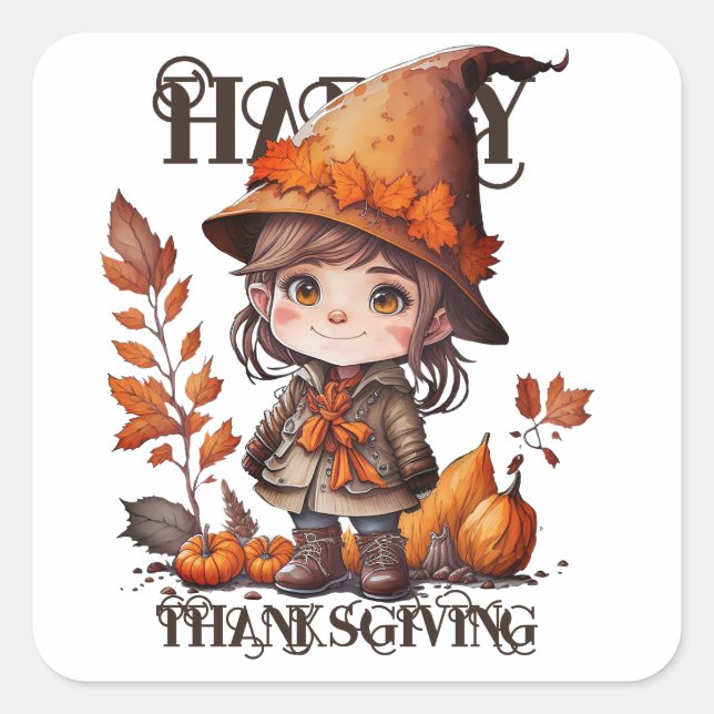 PEGATINA CUADRADA ¡FELIZ GRACIAS! (Anverso)