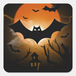 Pegatina Cuadrada Feliz Halloween