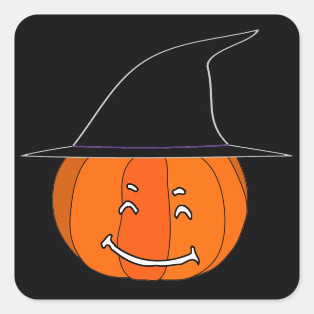 Pegatina Cuadrada Feliz Halloween (Anverso)