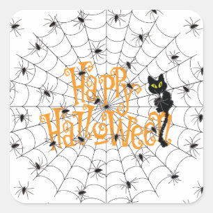 Pegatina Cuadrada Feliz Halloween