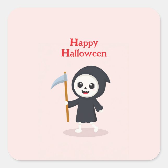 Pegatina Cuadrada Feliz Halloween (Anverso)