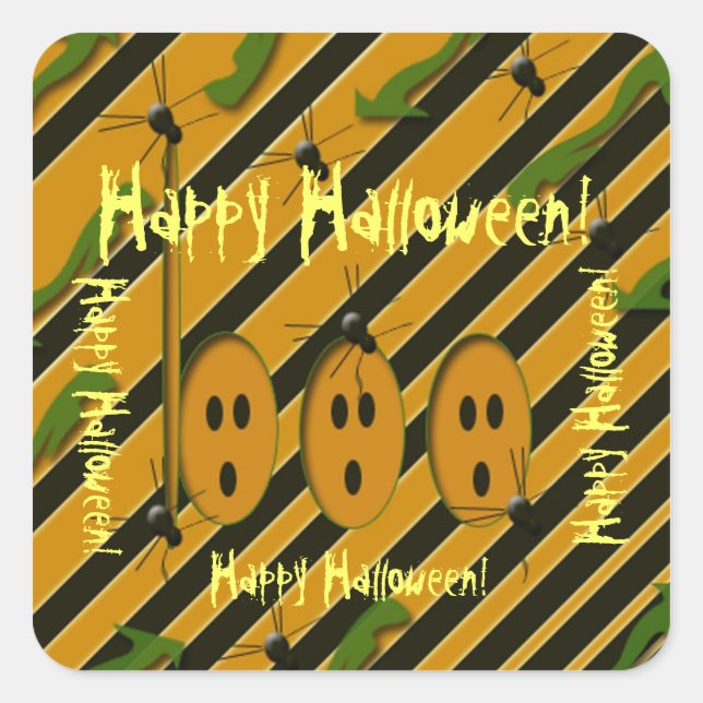 Pegatina Cuadrada ¡Feliz Halloween! (Anverso)