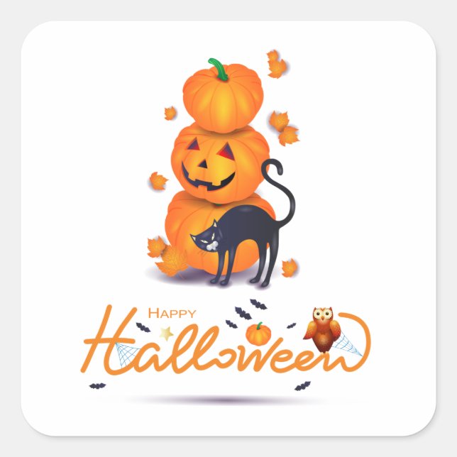 Pegatina Cuadrada ¡Feliz Halloween! (Anverso)