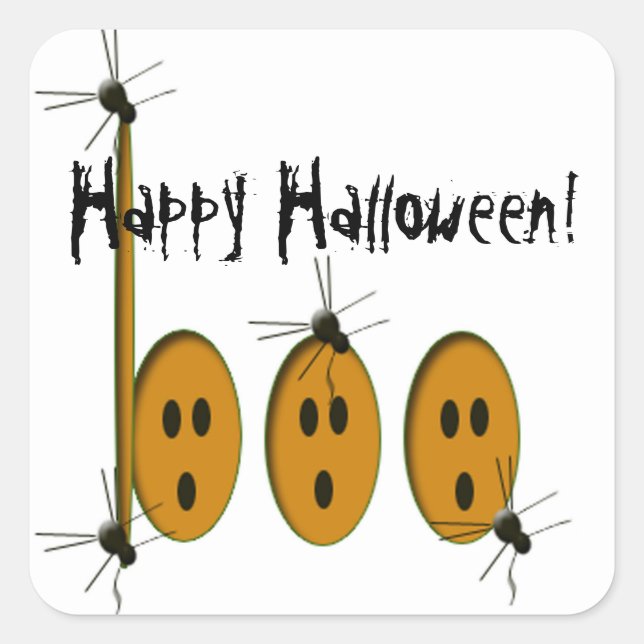 Pegatina Cuadrada Feliz Halloween (Anverso)