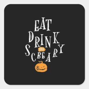 Pegatina Cuadrada Feliz Halloween Come Bebe Y Sé Espantoso Moderno