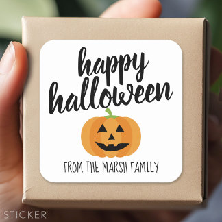 Pegatina Cuadrada Feliz Halloween - Cute Calabaza Jack-o-Lantern