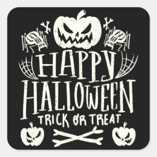 Pegatina Cuadrada Feliz Halloween, Divertida Temporada de Espanto