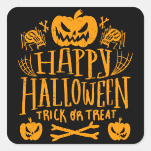 Pegatina Cuadrada Feliz Halloween - Divertida Temporada Espeluznante