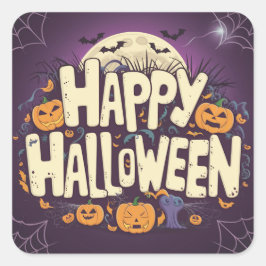 Pegatina Cuadrada Feliz Halloween - Fiesta