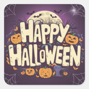 Pegatina Cuadrada Feliz Halloween - Fiesta