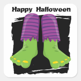 Pegatina Cuadrada Feliz Halloween Green Monster Fets