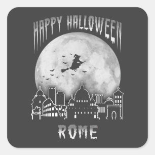 Pegatina Cuadrada Feliz Halloween Roma Italia