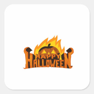 Pegatina Cuadrada Feliz Halloween Sticker 🎃 Divertido Halloween E