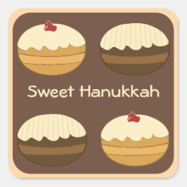 Pegatina Cuadrada Feliz Hanukkah