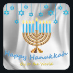 Pegatina Cuadrada Feliz Hanukkah<br><div class="desc">Oy to the World</div>