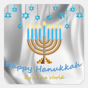 Pegatina Cuadrada Feliz Hanukkah