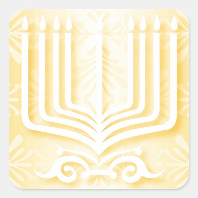 Pegatina Cuadrada Feliz Hanukkah (Anverso)